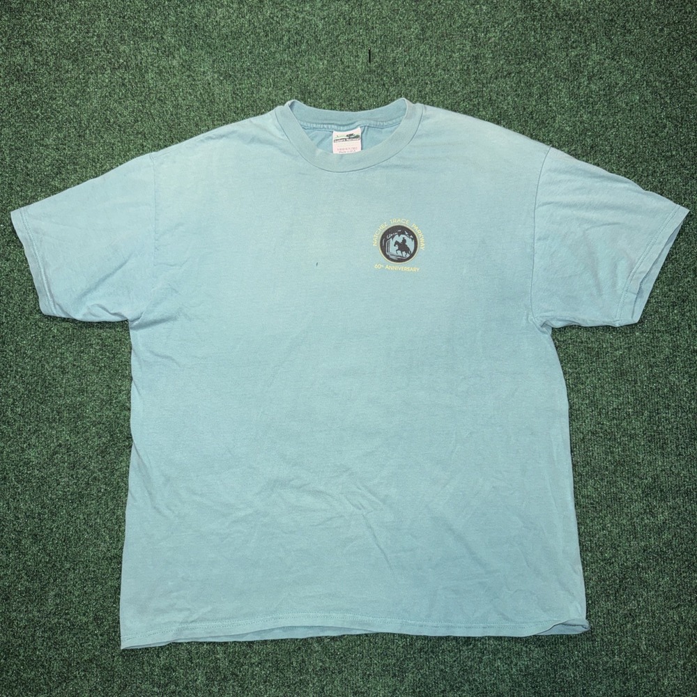 Vintage Natchez Trace Parkway Green T Shirt Men's Size XL Made In USA H16